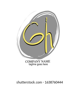 Gh Initial letter handwriting and signature logo