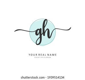 GH Initial letter handwriting and  signature logo. A concept handwriting initial logo with template element. 