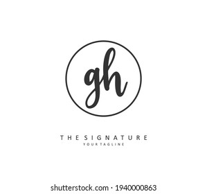 GH Initial letter handwriting and  signature logo. A concept handwriting initial logo with template element. 