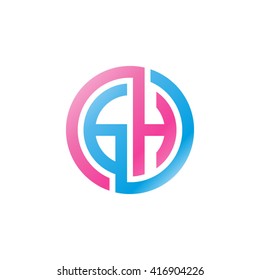 GH initial letters loop linked circle logo pink blue