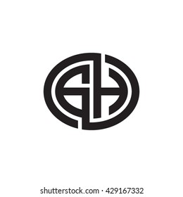 GH initial letters looping linked ellipse monogram logo