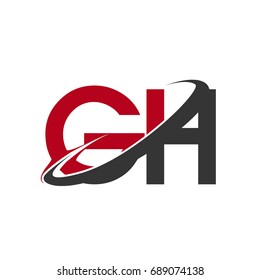 GH initial logo company name colored red and black swoosh design, isolated on white background. vector logo for business and company identity.