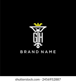 GH initial monogram brand logo design for crown vector image