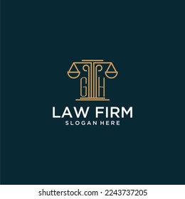 Logo inicial de monograma GH para la firma de abogados con diseño vectorial de escala