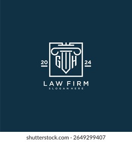 GH initial monogram logo for lawfirm with pillar design in creative square