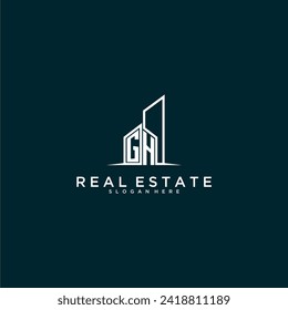 GH initial monogram logo real estate with building style design vector