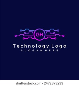 GH initial monogram for technology logo with circle style design
