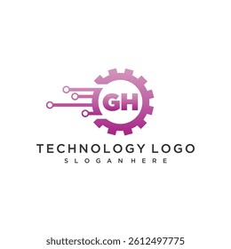 GH initial monogram for technology logo design