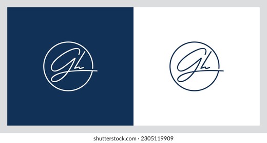 GH initial signature logo. Handwriting logo template vector GH