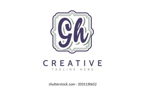 GH Initials, handwriting logo vector