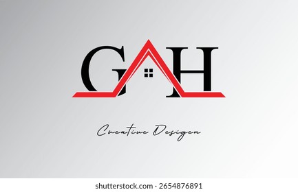 GH Letter House Logo – Creative Real Estate Monogram with Roof Icon and Home Shape for Property, Architecture and Modern Branding
