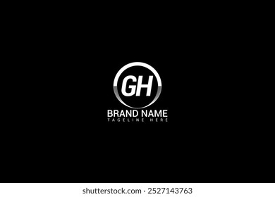 Diseño de logotipo de letra GH. círculo, triángulo, hexágono, estilo plano y simple con logo de letra de variación de color blanco en una mesa de trabajo. GH