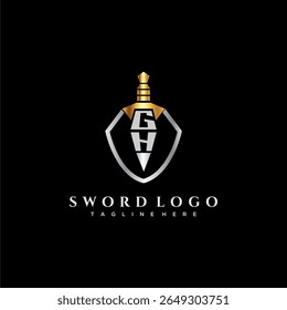 GH carta monograma de luxo para escudo e espada estilo imagem