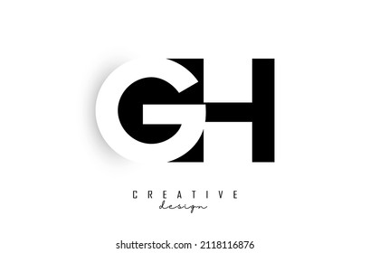 Logotipo de letras Gh con diseño de espacio negativo. Letra con tipografía geométrica. Ilustración vectorial creativa con letras.