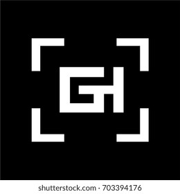 GH logo concept in rectangle, for photography company or other 