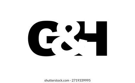 Design do logotipo GH em estilo arrojado. Símbolo de identidade branco preto. Emblema de tipografia moderna. ícone Marca corporativa. Modelo de negócios mínimo.