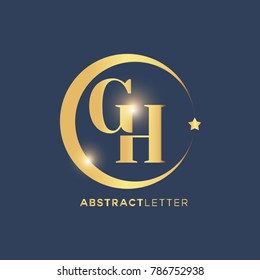 GH  Logo Design Template. Luxury Gold Letter Logo Vector eps.10