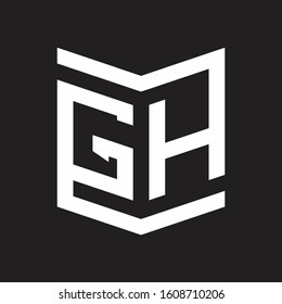 GH Logo Emblem Monogram With Shield Style Design Template Isolated On Black Background