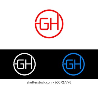 Gh Logo. Letter Design Vector with Red and Black Gold Silver Colors
