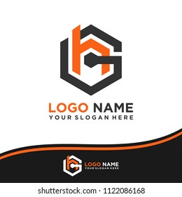 GH logo letter initial, Abstract polygonal Background Logo,