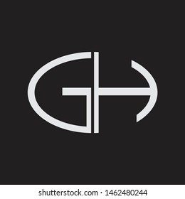 GH Logo letter oval monogram design template with black and white colors