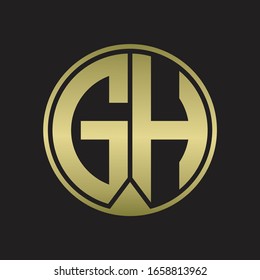 GH Logo monogram circle with piece ribbon style on gold colors