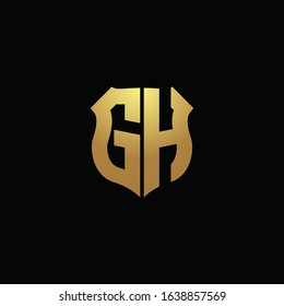 GH logo monogram with gold colors and shield shape design template