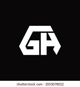 Monograma del logotipo GH con plantilla de diseño de estilo de forma octogono sobre fondo negro