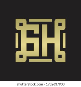 GH Logo monogram with piece line art design template