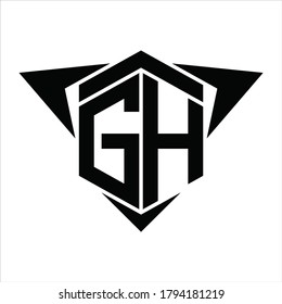 GH Logo monogram with wings arrow around design template on white background
