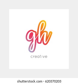 GH logo, vector. Useful as branding, app icon, alphabet combination, clip-art.