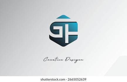 GH Minimal Polygon Shape Abstract Negative Space Symbol for Branding Use"