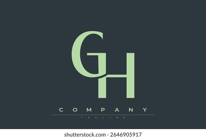 GH Modern Initials Logo-Design. Branding-Logo mit stilisierten Initialen, die kühnes Design und moderne Ästhetik zeigen. Ideal für professionelles Business Branding oder kreative Projekte mit Schwerpunkt auf minimalistischen