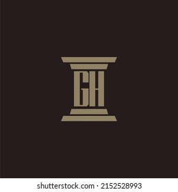 Logotipo inicial del monocultivo GH para la firma de abogados con diseño de hitos