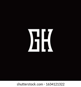 GH monogram logo with curved side style design template