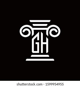 GH monogram logo with pillar style design template