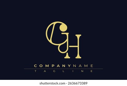 GH Typography Logo Design. Stylish monogram design depiction featuring the letters G and H combined in an artistic signature style, delivering a unique and creative visual representation.