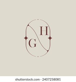GH wedding classic in elegant monogram with high quality professional design that will print well
