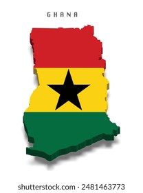 Ghana 3d flag map on white background