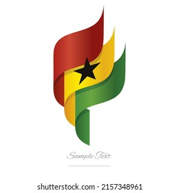 Ghana abstract 3D wavy flag red yellow green modern Ghanaian ribbon torch flame strip logo icon vector