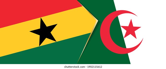 Ghana and Algeria flags, two vector flags symbol of relationship or confrontation.