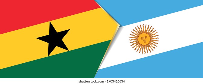 Banderas de Ghana y Argentina, dos banderas vectoriales símbolo de relación o enfrentamiento.