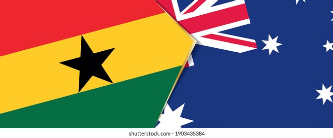 Ghana and Australia flags, two vector flags symbol of relationship or confrontation.