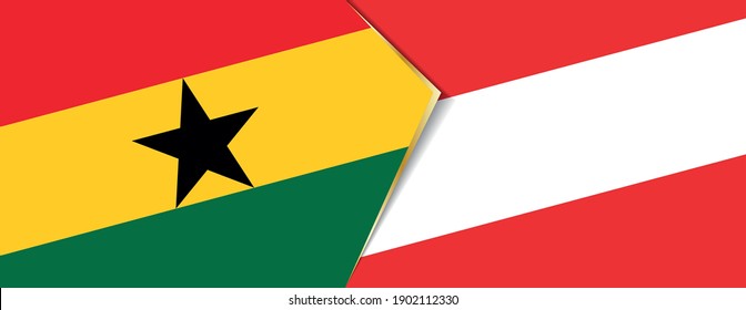 Ghana und Österreich Flaggen, zwei Vektorfahnen Symbol für Beziehung oder Konfrontation.