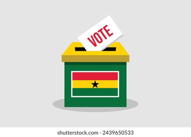 Ghana Ballot Box Flat and minimalist vector illustration concept. Vote Conceptual Art. Elections.