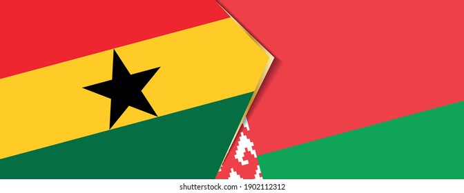 Ghana und Belarus Flaggen, zwei Vektorfahnen Symbol für Beziehung oder Konfrontation.