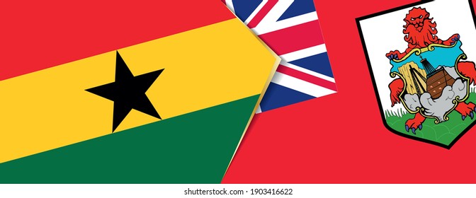Ghana and Bermuda flags, two vector flags symbol of relationship or confrontation.