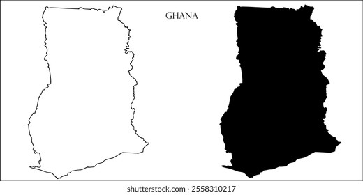 Ghana Blank Map, Ghana Map Outline Vector Images