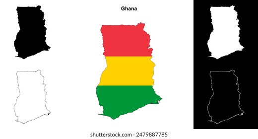 Ghana blank outline map set