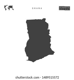 Ghana Blank Vector Map Isolated on White Background. High-Detailed Black Silhouette Map of Ghana.